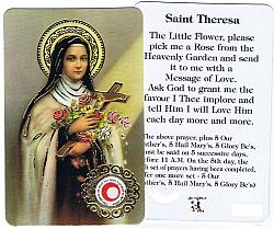St Therese Relic Prayer Card