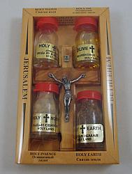 Holy Land Gift set: Cross with water, oil, soil and incense