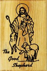 Good Shepherd olive wood fridge magnet