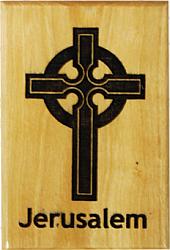 Jerusalem cross olive wood fridge magnet