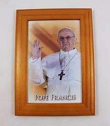 Pope Francis - Light Wood Framed Print - small