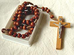 Corded wood rosary - light brown