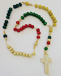14 inch Multi-coloured Wooden Corded Rosary