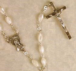 Mother of Pearl Rosary - silver-plated - oval beads