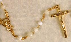 Mother of Pearl Rosary - Gold-plated - round beads