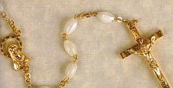 Mother of Pearl Rosary - Gold-plated - oval beads