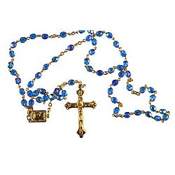 Glass Rosary Beads - sapphire - gilt