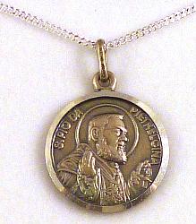 St Pio sterling silver medal with chain