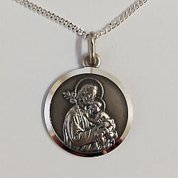 St Joseph sterling silver medal with chain