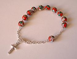 Cloisonne rosary bracelet - red