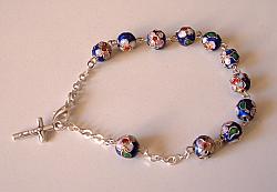 Cloisonne rosary bracelet - blue