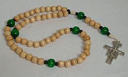 Corded Wooden Rosary - natural/green