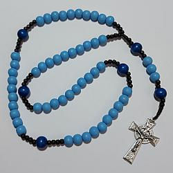 Wood Hand-knotted Rosary - Cool Blue