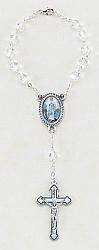 Our Lady of the Highway Car Rosary - Clear glass beads