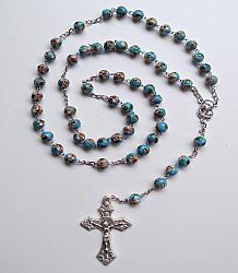 Cloisonne Rosary Beads - Turquoise 8mm
