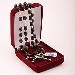 Black wood chain rosary - small beads - extra strong