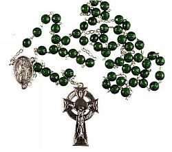St Patrick Rosary - green shamrock glass beads