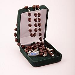 Brown wood chain rosary - small beads - extra strong