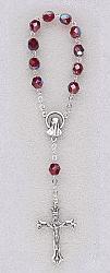 Glass single decade rosary beads - garnet