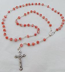 Murano Glass Rosary Beads - pink and white