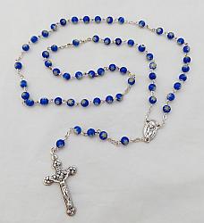 Murano Glass Rosary Beads - dark blue and yellow