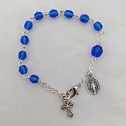 Blue glass rosary bracelet