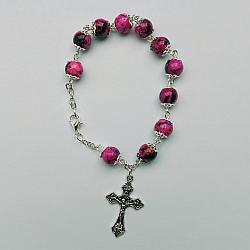 Glass rosary bracelet - pink