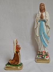 Our Lady of Lourdes / Saint Bernadette statue pair, 12 inch/6 inch plaster