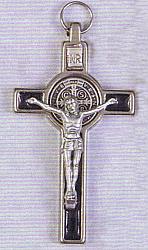 St Benedict Enamel Cross - Black - 3 inch