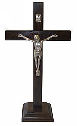 Standing Wood Crucifix - Dark wood - 13 inch