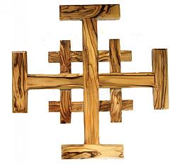 Large Olive wood Jerusalem cross