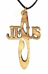 Olive wood Jesus Name Cross