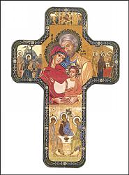 Wood Icon Cross - Holy Family