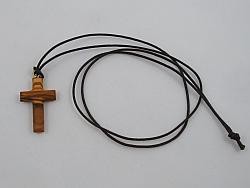 Simple olivewood cross on cord