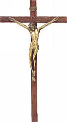 Wood Crucifix - 18 inch wall mounted - silver corpus