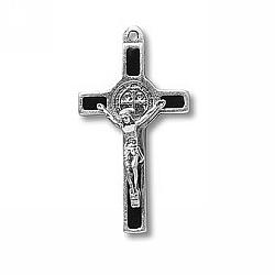 St Benedict Enamel Cross - superior small black - 1.5 inch