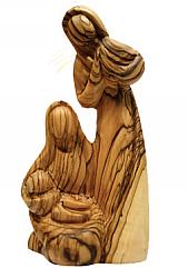 Olive wood Holy Family statue