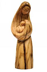 Olive wood Madonna and Child statue - 3.75 inches