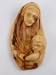 Olive wood Madonna and Child Plaque