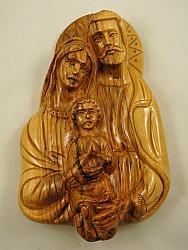 Large Holy Family plaque - olivewood