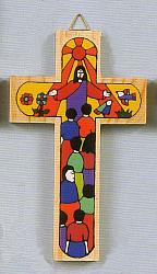 Latin American Painted Cross - 15 cm - Christ of All Nations