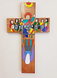 Latin American Painted Cross - 40 cm - Last Supper