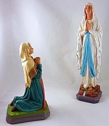 Our Lady of Lourdes / Saint Bernadette statue pair, 12 inch/9 inch plaster