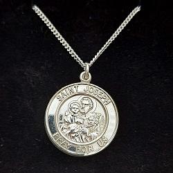 St Joseph silver medal with chain