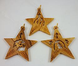 Bethlehem Olive wood Christmas Tree Ornaments - Stars