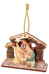 Religious Wood Tree Ornament - Nativity with Angel